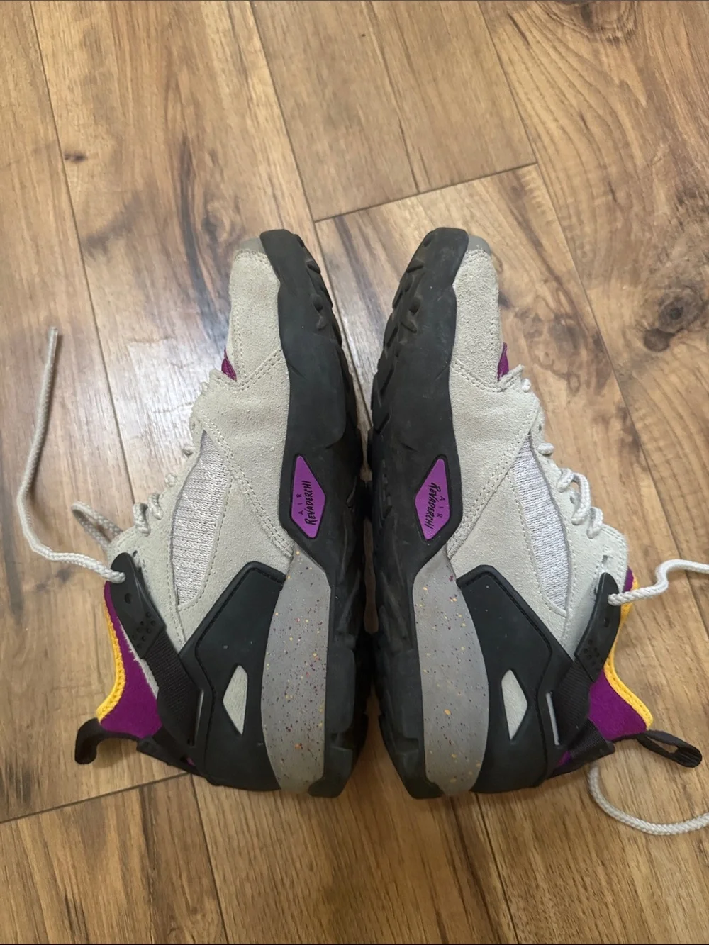 Nike AirRevaderchi Beige and Purple Athletic Shoes big kids size 4.5